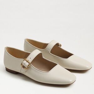 Sam Edelman White Flats with Gold Buckle